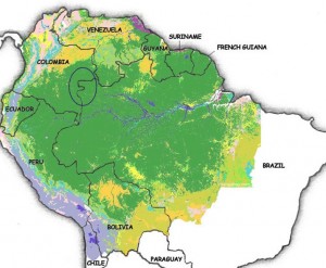 Mapa de Sud-amèrica i de la regió de l’Alt Negro, on es localitzen els cubeos 